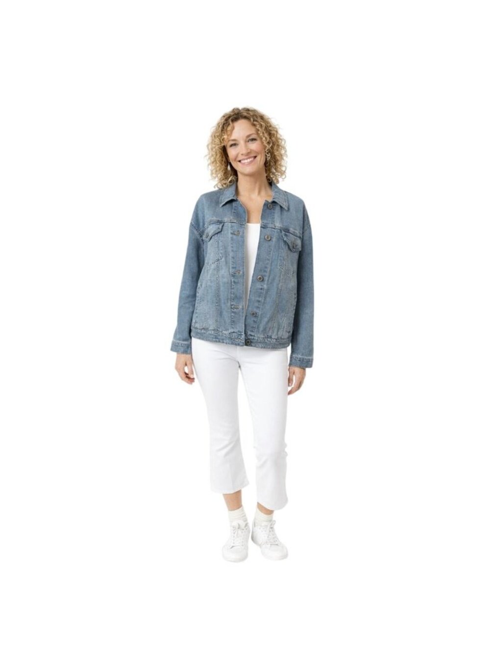 2/$30 Cosmic Blue Love Medium Denim Jacket Light Wash